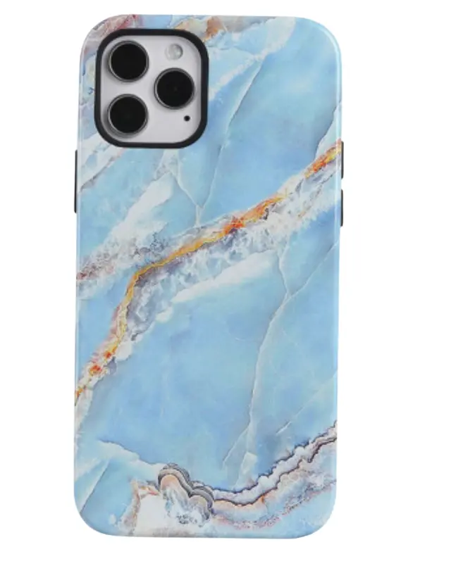 COQUE DE PROTECTION EN DOUBLE MARBRÉE BLEU OCEAN